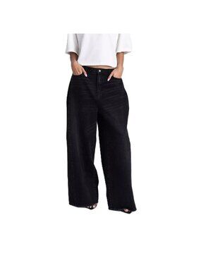 KBB by Kahlana The Rachel Jean Low Rise Wide Leg Black Wash Jeans -- Women's 2